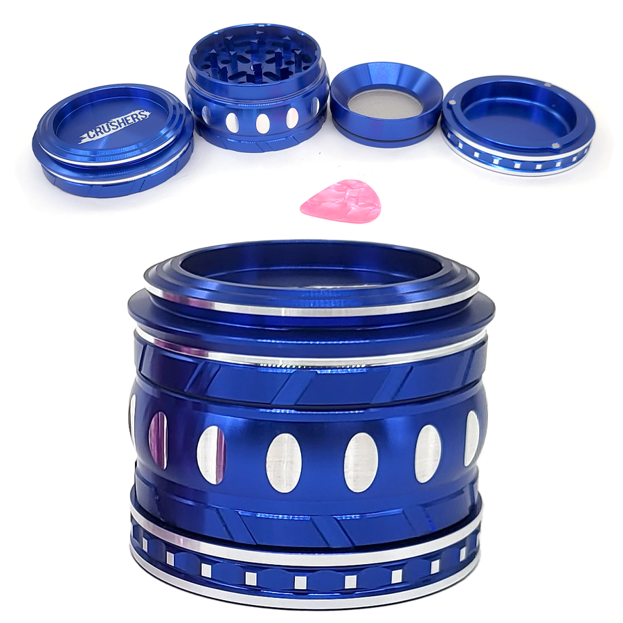Crushers Cut Out Designs Drum Shaped Aluminium 4 Part Grinder (GR711) | 63mm | Assorted Colors product image